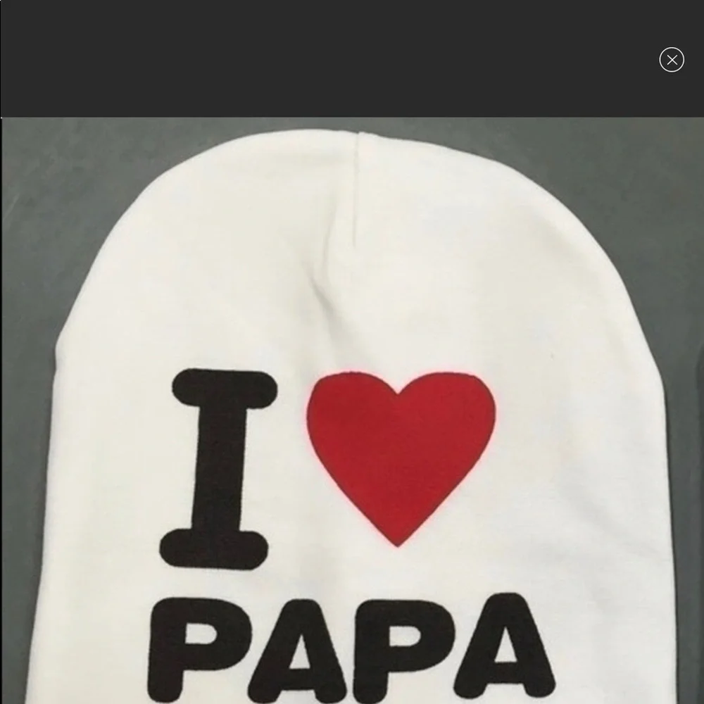 Baby Beanie Cap  Hat I Love Papa White Cotton 6-48 Months White Black…